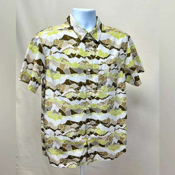 NORTH FACE Brown and white abstract mountain print‎ shirt size L. - Picture 1 of 12